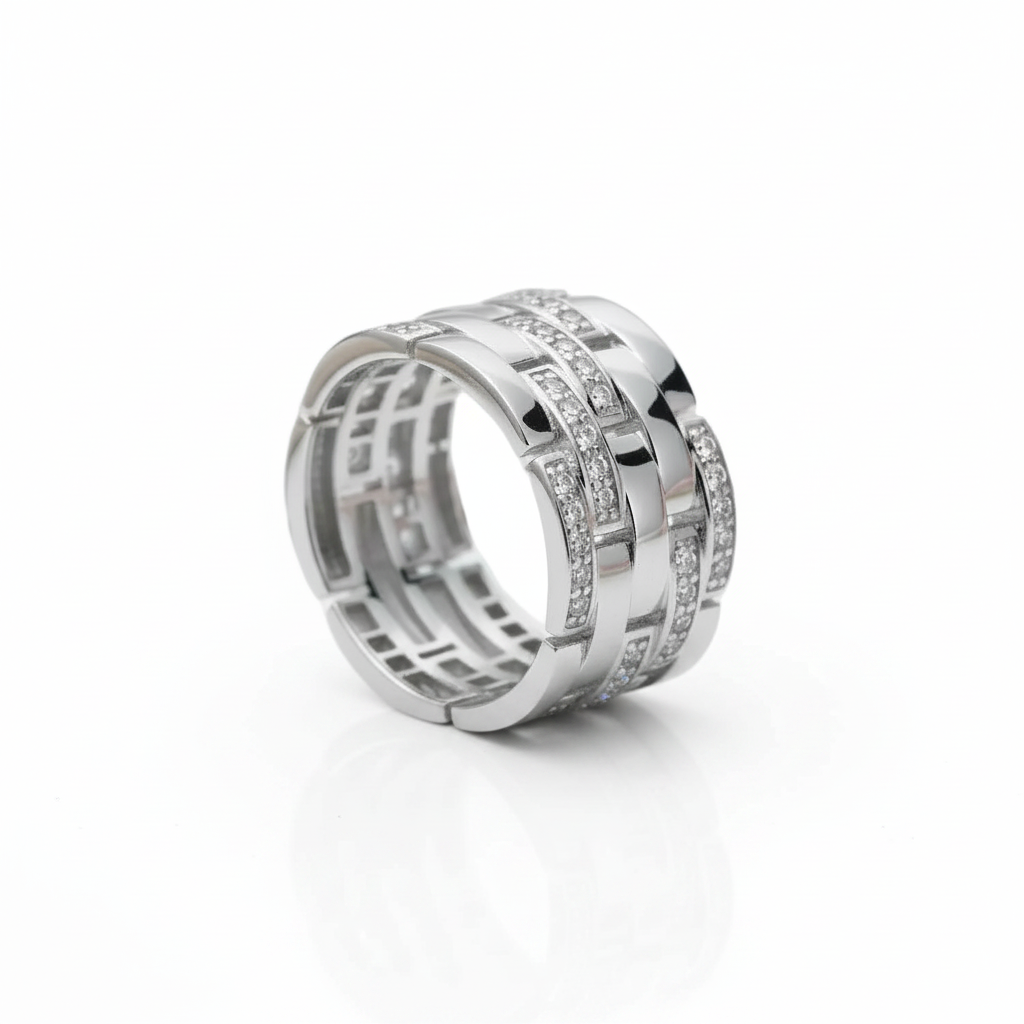 Multi-Row Pave Diamond Option Interlocking Wedding Band-Black Diamonds New York