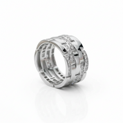 Multi-Row Pave Diamond Option Interlocking Wedding Band-Black Diamonds New York