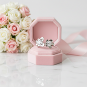 Round Diamond Option 2-Pcs Butterfly Flower Ring Set-Black Diamonds New York