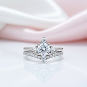 2-Pcs 1.0 Ct Round Diamond Engagement Ring Set-Black Diamonds New York