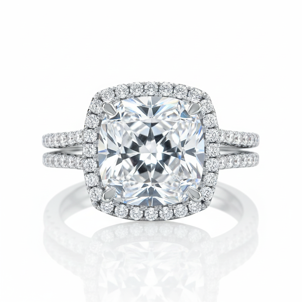 5.0 Ct Cushion Cut Diamond Option 2 Pcs Wedding Engagement Ring Set-Black Diamonds New York