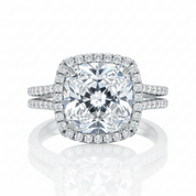 5.0 Ct Cushion Cut Diamond Option 2 Pcs Wedding Engagement Ring Set-Black Diamonds New York