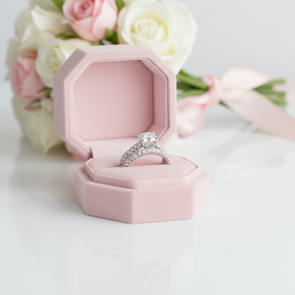 Round Diamond Option 2-Pcs Engagement Ring Set-Black Diamonds New York