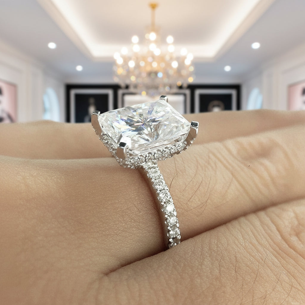 5.5 Ct Sparkly Cushion Cut Diamond Option Ring-Black Diamonds New York