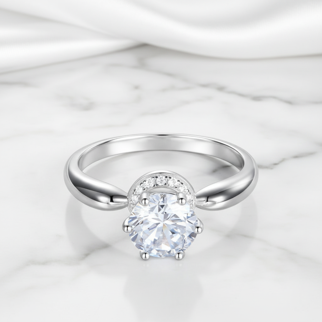 1.25 Ct Round Diamond Option 6 Claws Crown with Hidden Halo Anniversary Ring-Black Diamonds New York