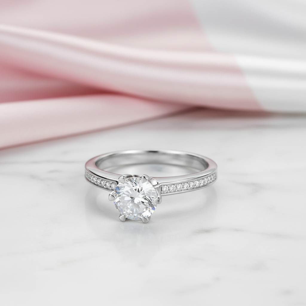 1.25 Ct Diamond Option 6 Claws Engagement Ring-Black Diamonds New York