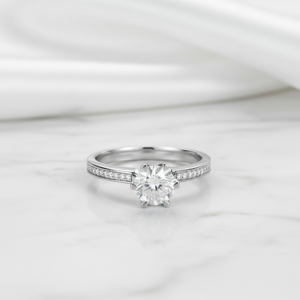 1.25 Ct Diamond Option 6 Claws Engagement Ring-Black Diamonds New York