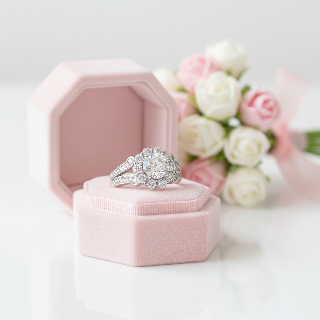 1.25 Ct Diamond Option Art Deco Vintage style Engagement Ring-Black Diamonds New York