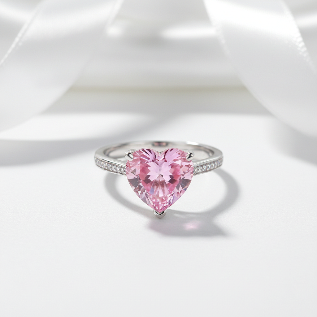 3.5 Carat Heart-shaped Pink Diamond Option Bridal Engagement Ring-Black Diamonds New York