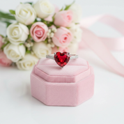 3.5 Ct Heart Ruby Red Diamond Option Bridal Ring-Black Diamonds New York
