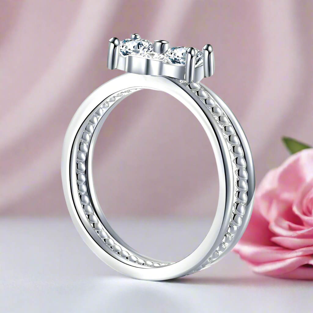 Clover Heart Diamond Twisted Band 3-Pcs Ring Set-Black Diamonds New York