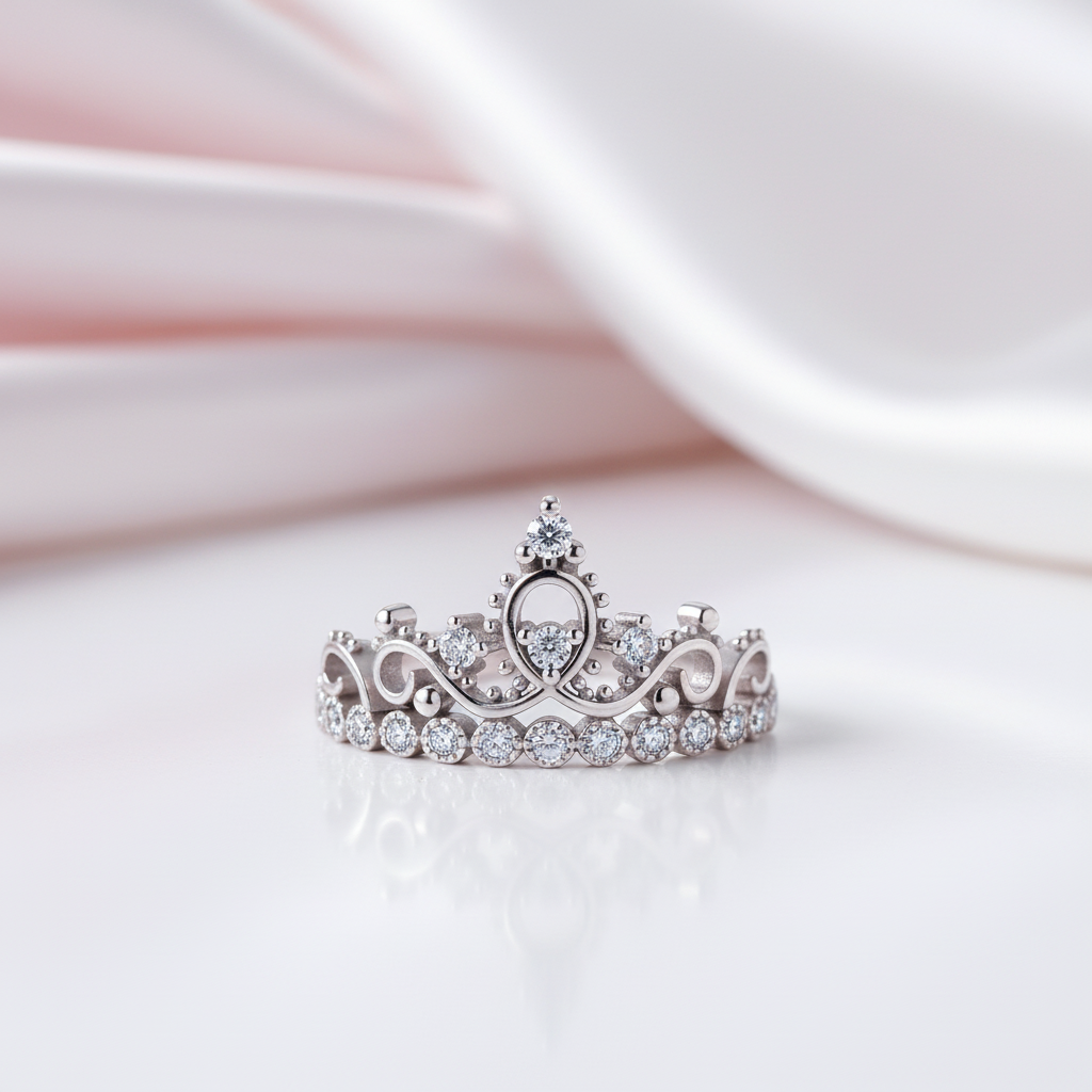 Round Diamond Option Crown Shape Ring-Black Diamonds New York