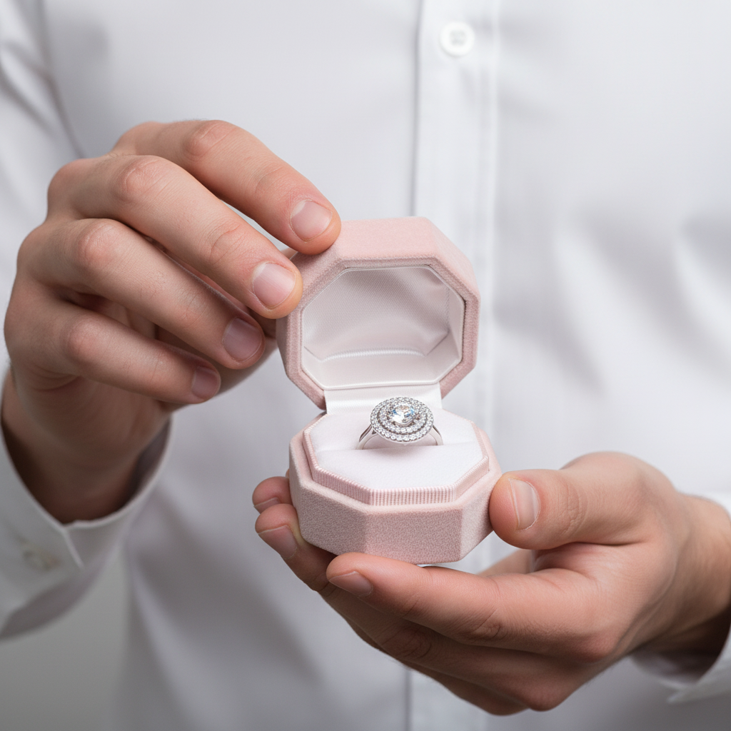 Round Diamond Dancing Stone Double Halo Ring-Black Diamonds New York