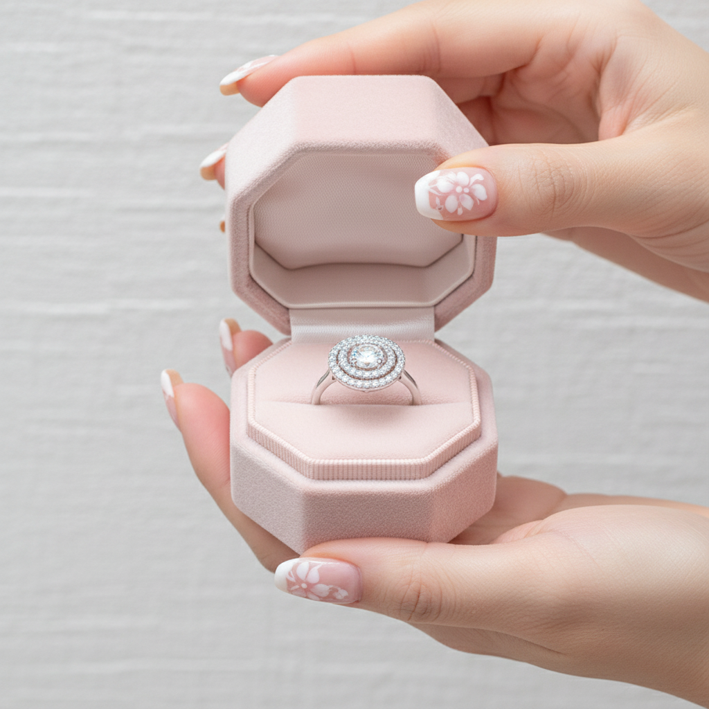 Round Diamond Dancing Stone Double Halo Ring-Black Diamonds New York