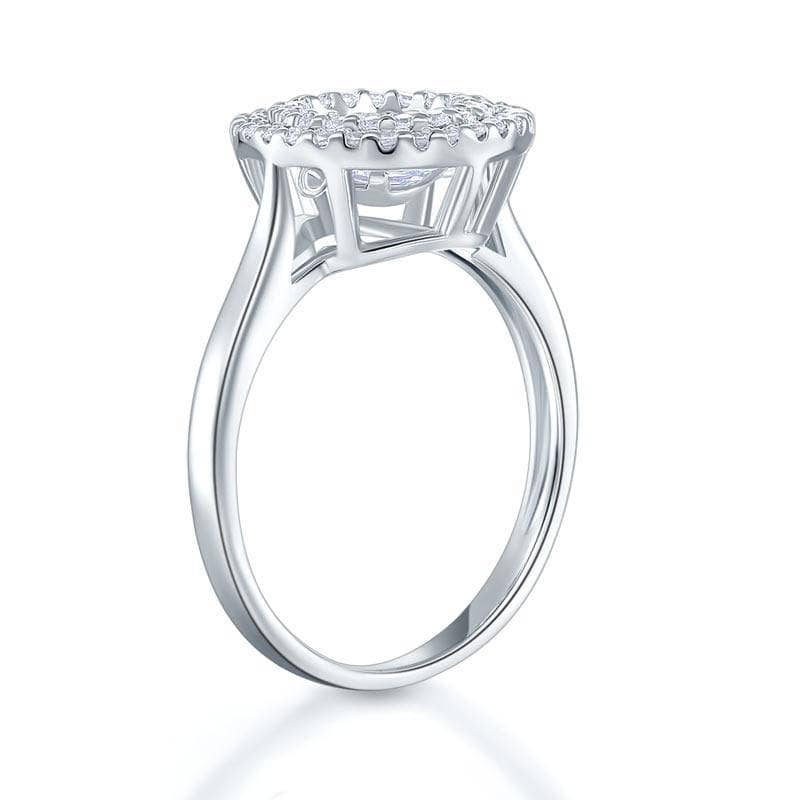 Created Diamond Dancing Stone Double Halo Ring