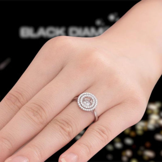 Created Diamond Dancing Stone Double Halo Ring - Black Diamonds New York