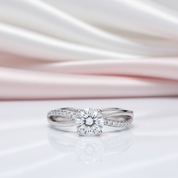 1.5 Ct Round Diamond Option Double Twisted Band Engagement Ring-Black Diamonds New York