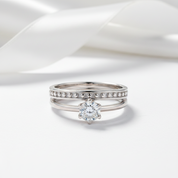 Solitaire Diamond Option Engagement Ring with Beaded Band Set-Black Diamonds New York