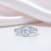 1.0 Ct Round Diamond Option Art Deco Engagement Ring Set-Black Diamonds New York
