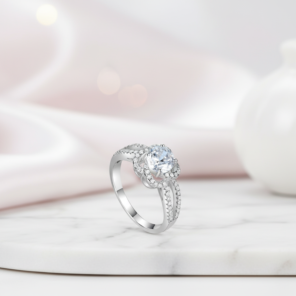 1.0 Ct Round Diamond Option Floral Engagement Ring-Black Diamonds New York