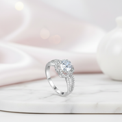 1.0 Ct Round Diamond Option Floral Engagement Ring-Black Diamonds New York