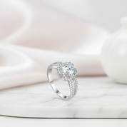 1.0 Ct Round Diamond Option Floral Engagement Ring-Black Diamonds New York