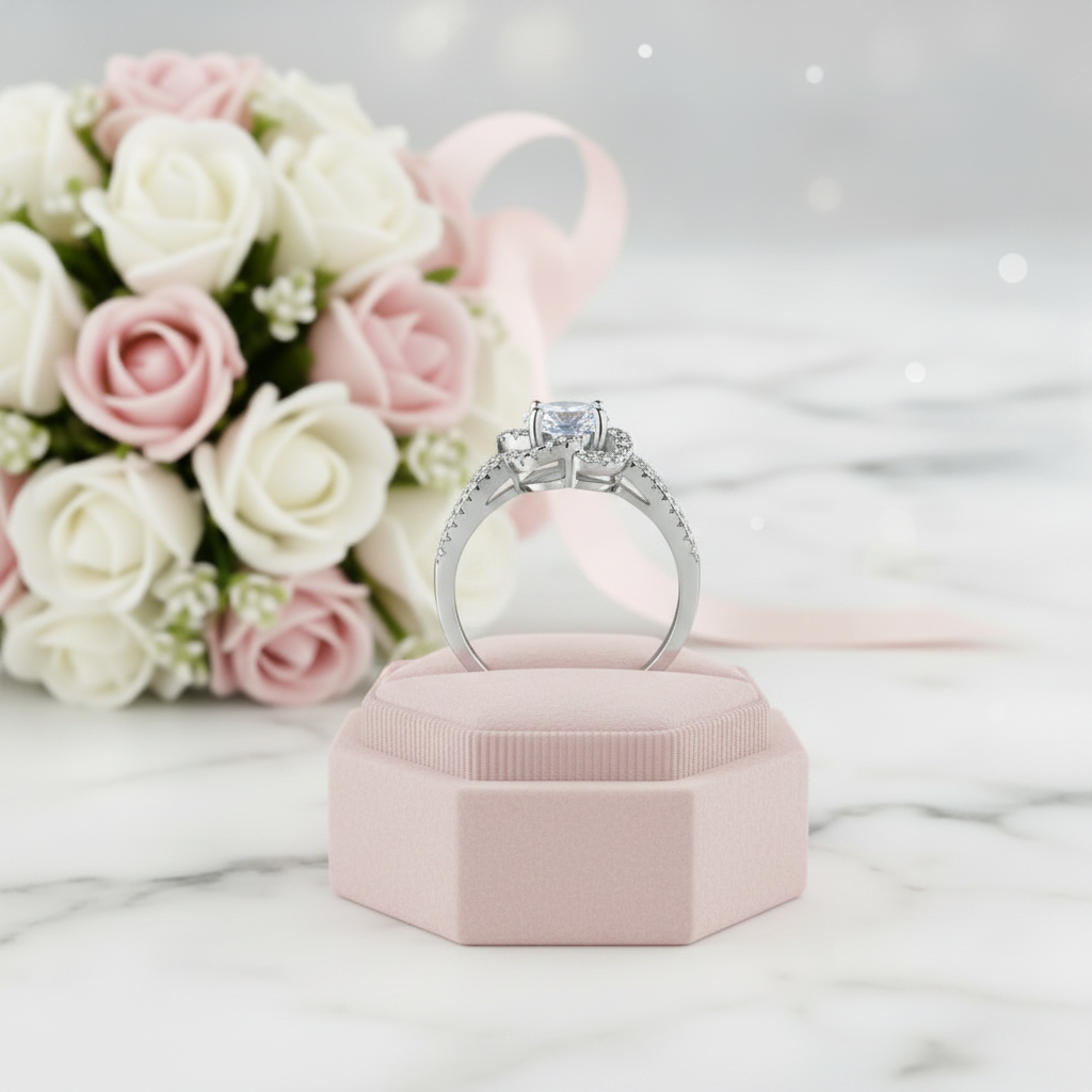 1.0 Ct Round Diamond Option Floral Engagement Ring-Black Diamonds New York