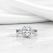 1.0 Ct Round Diamond Option Floral Engagement Ring-Black Diamonds New York