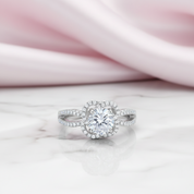 1.0 Ct Round Diamond Option Floral Engagement Ring-Black Diamonds New York
