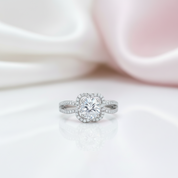 1.0 Ct Round Diamond Option Floral Engagement Ring-Black Diamonds New York