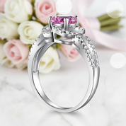 Fancy Pink 1.0Ct Diamond Option Floral Split Shank Engagement Ring-Black Diamonds New York
