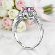 Fancy Pink 1.0Ct Diamond Option Floral Split Shank Engagement Ring-Black Diamonds New York