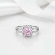 Fancy Pink 1.0Ct Diamond Option Floral Split Shank Engagement Ring-Black Diamonds New York