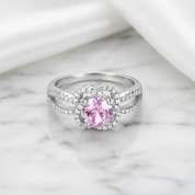 Fancy Pink 1.0Ct Diamond Option Floral Split Shank Engagement Ring-Black Diamonds New York