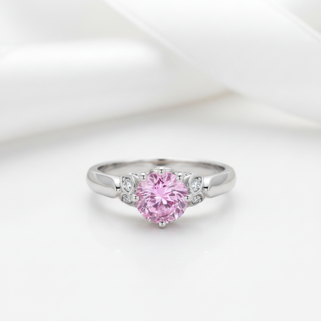 Fancy 1.25 Ct Pink Round Diamond Option Flower Engagement Ring-Black Diamonds New York