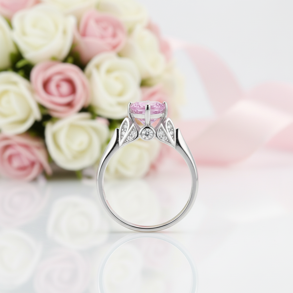 Fancy 1.25 Ct Pink Round Diamond Option Flower Engagement Ring-Black Diamonds New York
