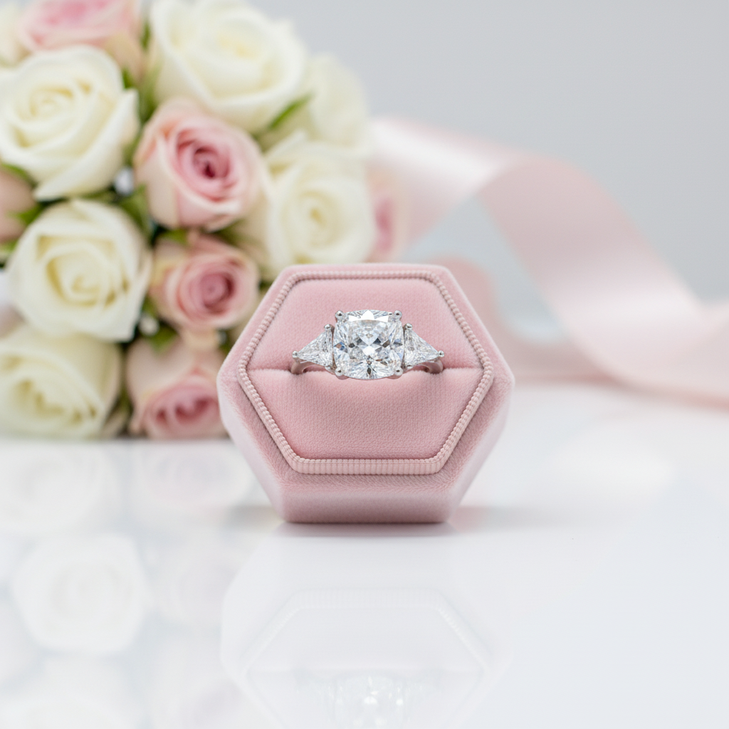 4.0 Ct Diamond Option Luxury Cushion-Cut Ring-Black Diamonds New York