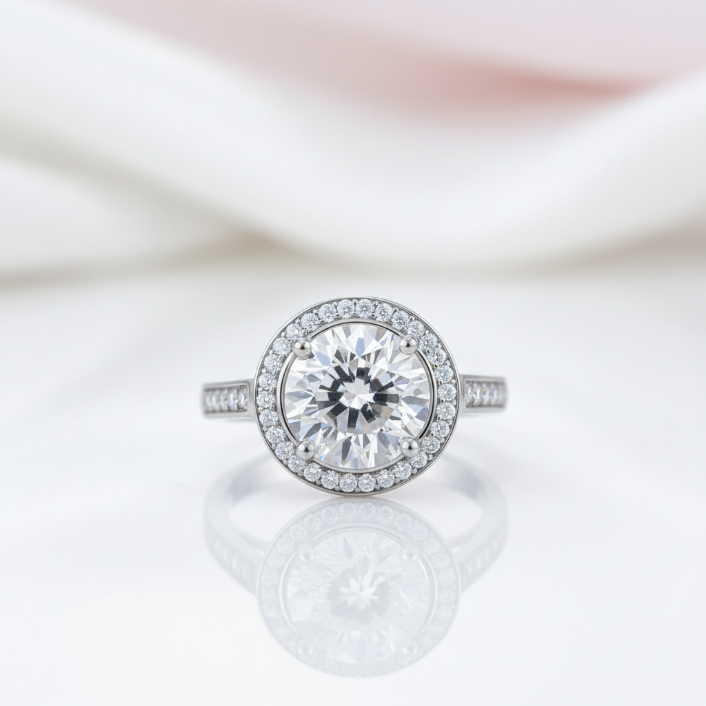 4.0 Ct Diamond Option Halo Luxury Engagement Ring-Black Diamonds New York