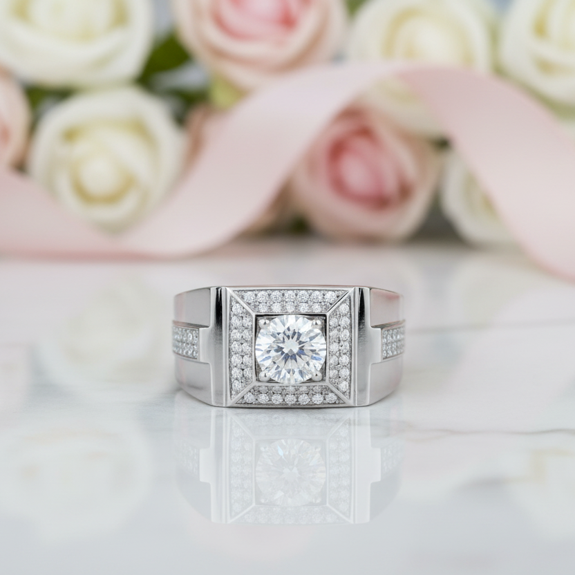 1.0 Ct Round Diamond Option Men's Wedding Ring-Black Diamonds New York