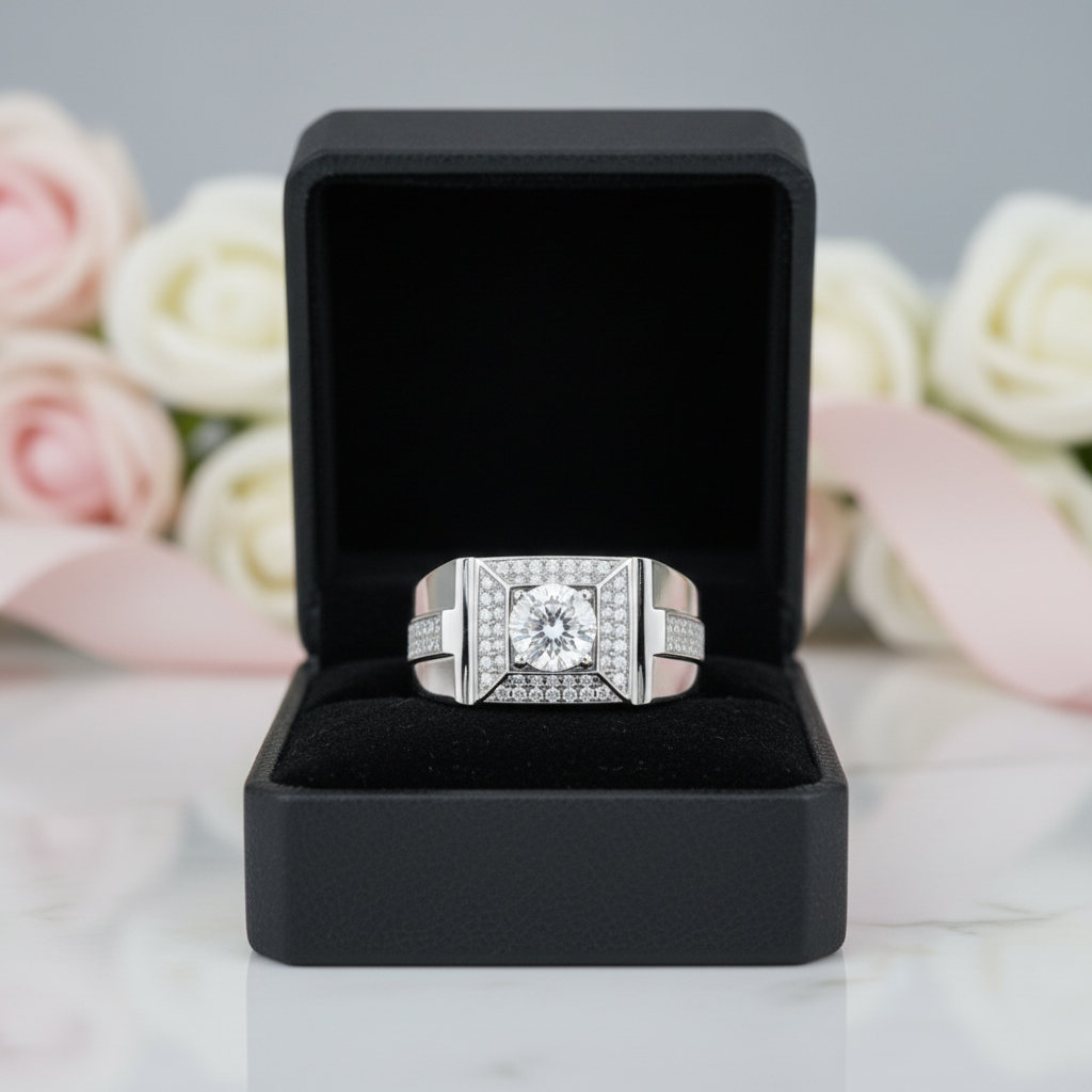 1.0 Ct Round Diamond Option Men's Wedding Ring-Black Diamonds New York