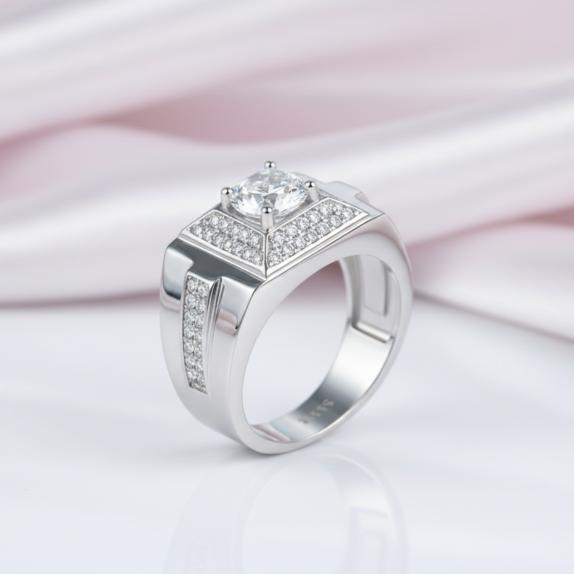 1.0 Ct Round Diamond Option Men's Wedding Ring-Black Diamonds New York