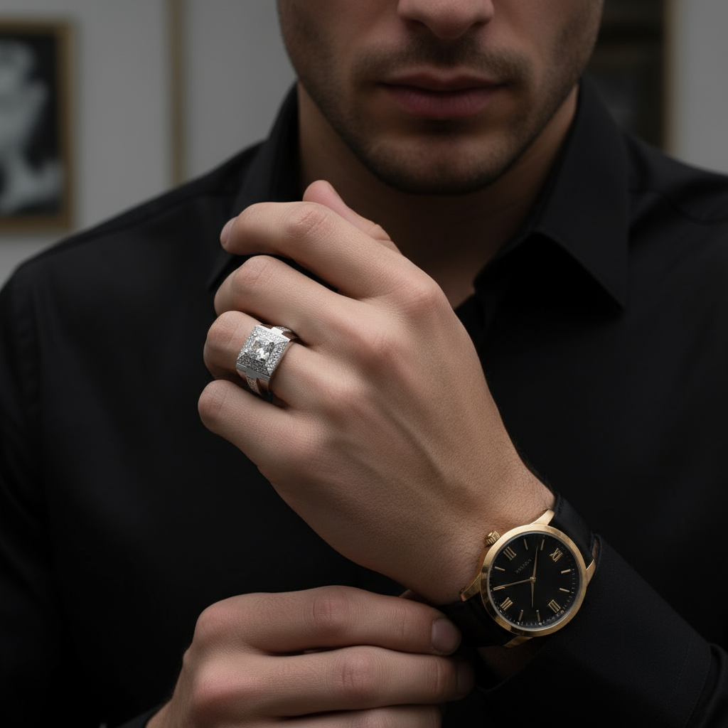 1.0 Ct Round Diamond Men's Wedding Ring-Black Diamonds New York