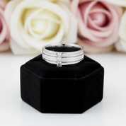 Men's Silver Ring with Three Princess-Cut Diamond-Black Diamonds New York