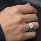 Men's Silver Ring with Three Princess-Cut Diamond-Black Diamonds New York