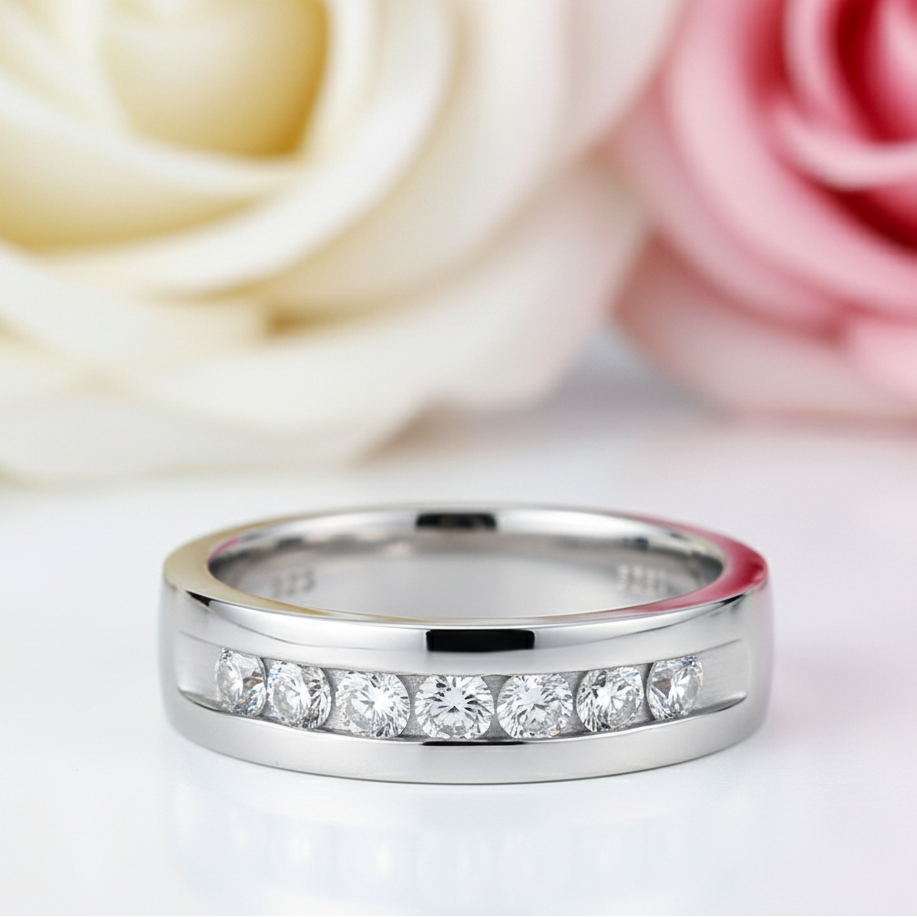 Channel Set Diamond Men's Wedding Band-Black Diamonds New York