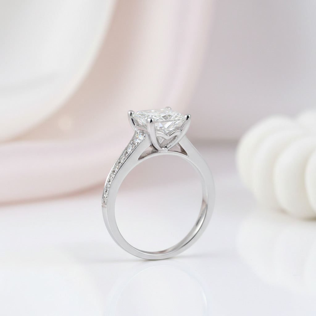 Princess Cut Diamond Option Solitaire Engagement Ring-Black Diamonds New York