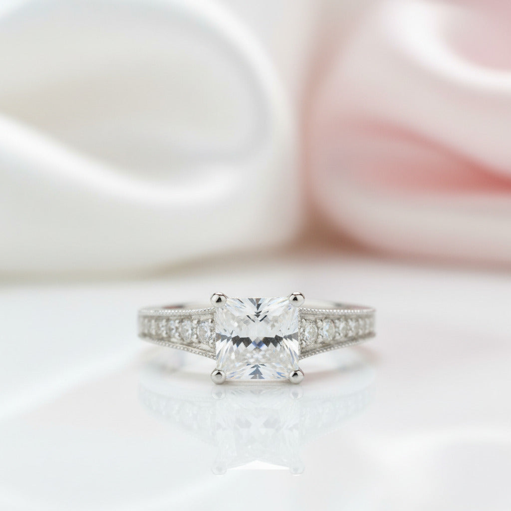 Princess Cut Diamond Option Solitaire Engagement Ring-Black Diamonds New York