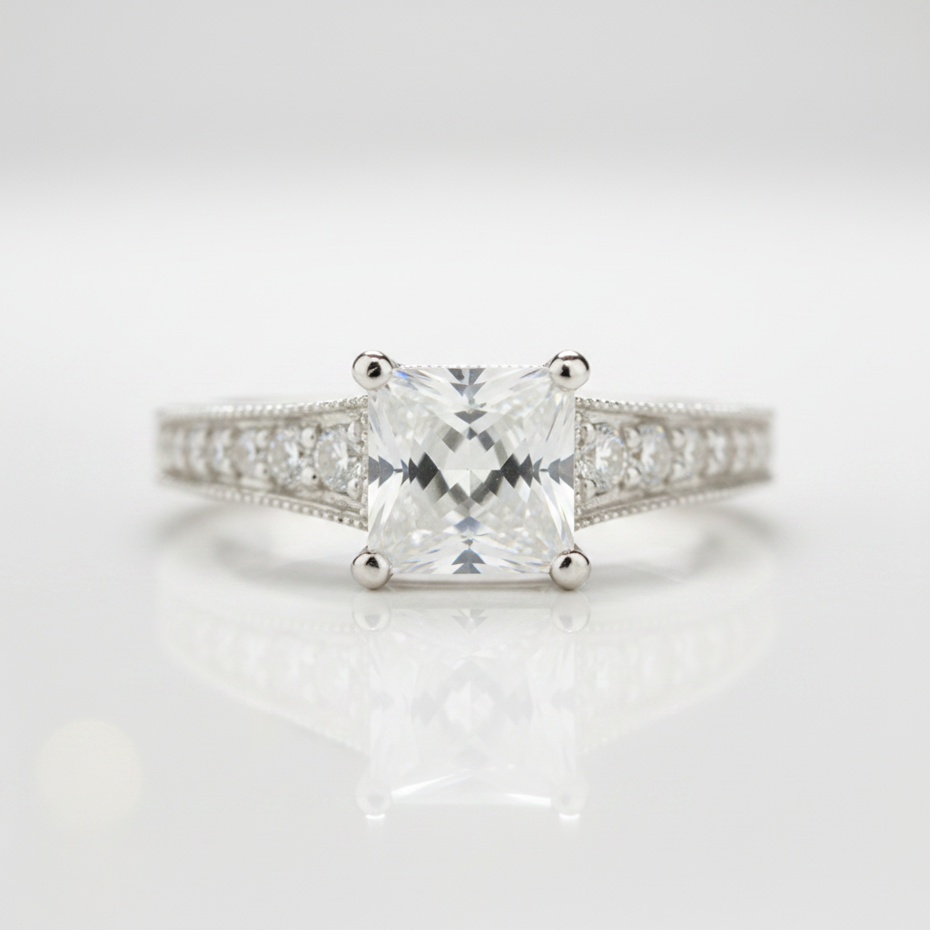 Princess Cut Diamond Option Solitaire Engagement Ring-Black Diamonds New York