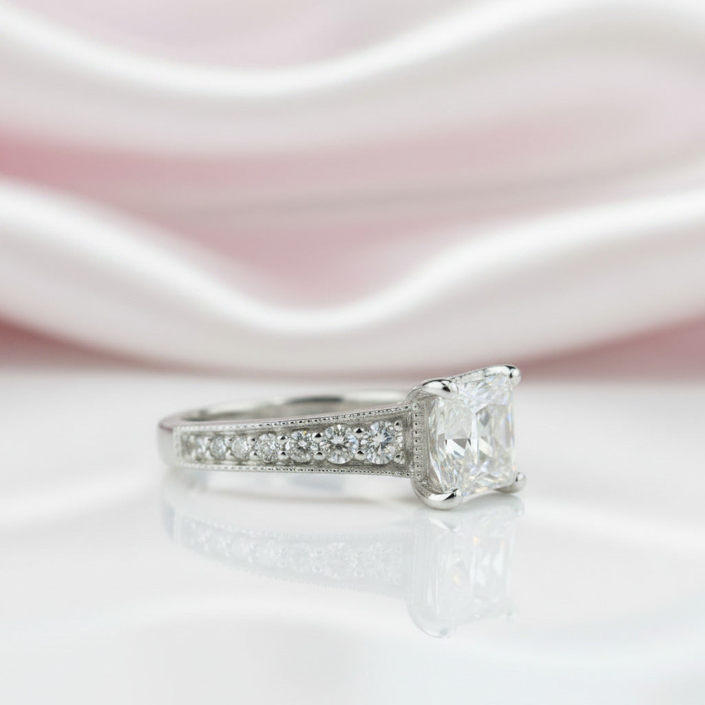 Princess Cut Diamond Option Solitaire Engagement Ring-Black Diamonds New York