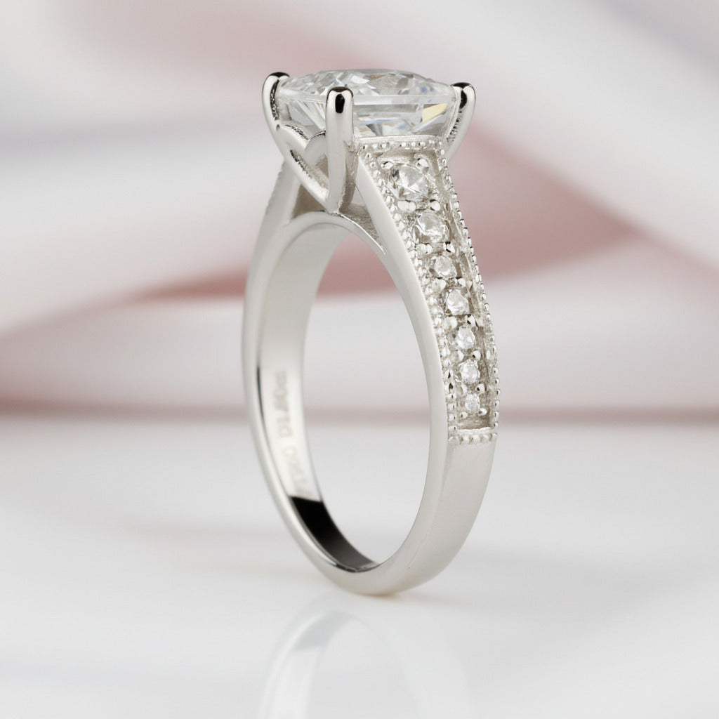 Princess Cut Diamond Option Solitaire Engagement Ring-Black Diamonds New York